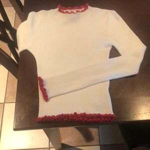 Forever 21 Long sleeve with red ruffle neckline